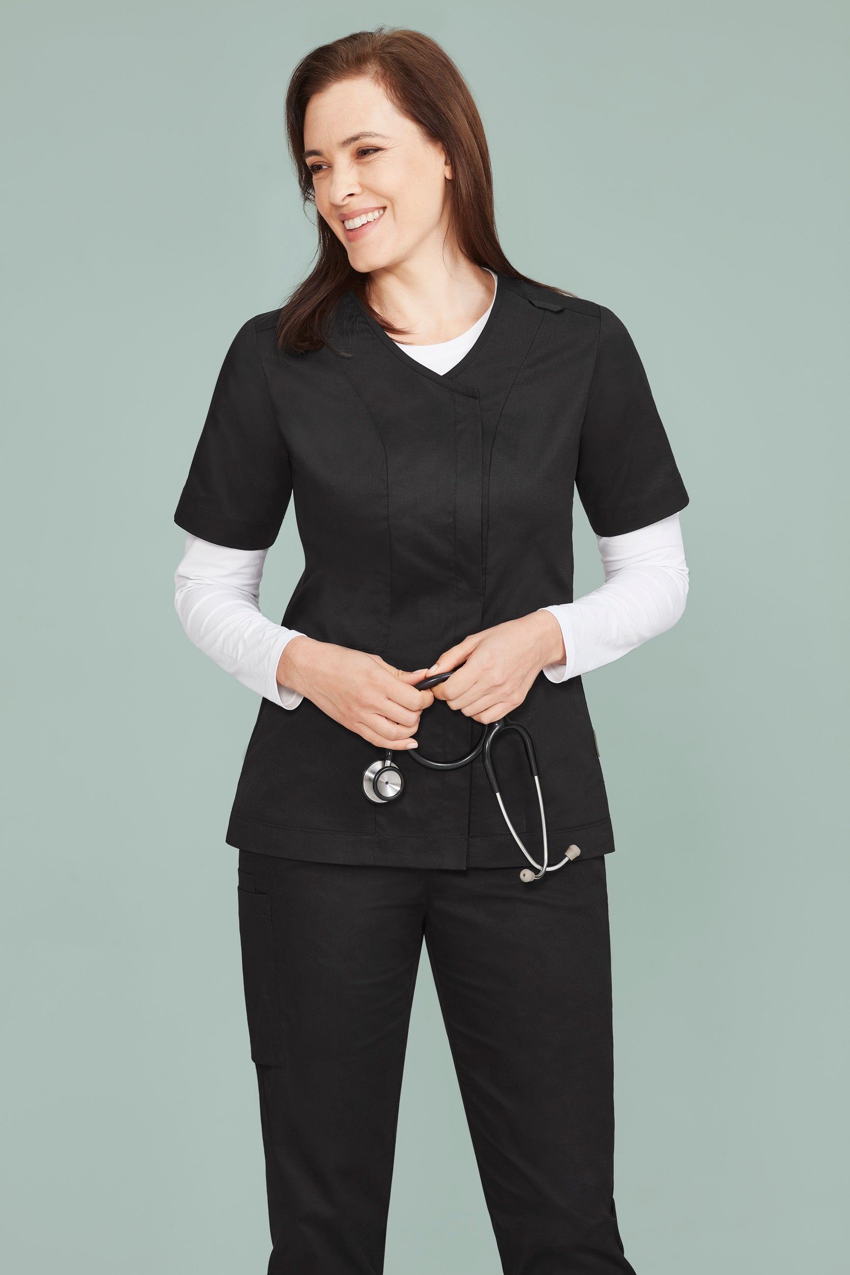 Womens Parks Zip Front Crossover Scrub Top